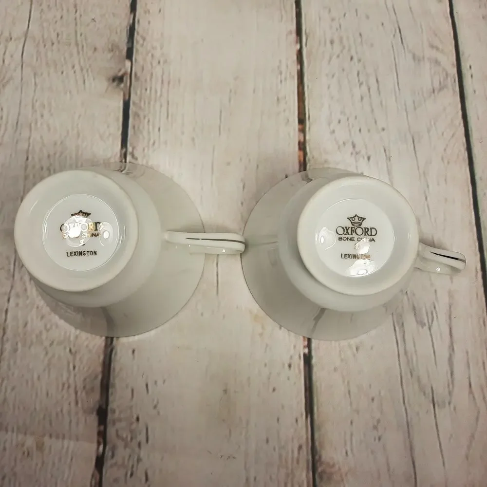 Set of 2 Vintage Oxford Bone China Lexington Pattern Teacup and Saucer Sets (A)